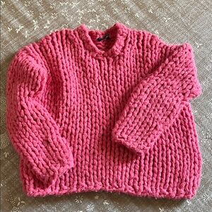 Eileen Fisher Bright Pink Chunky Knit Sweater